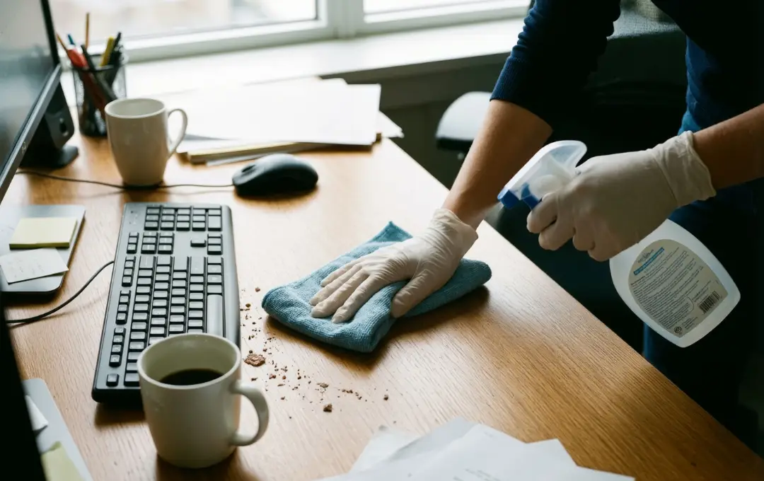 Student organizing desk at The U Davis apartment for a new semester