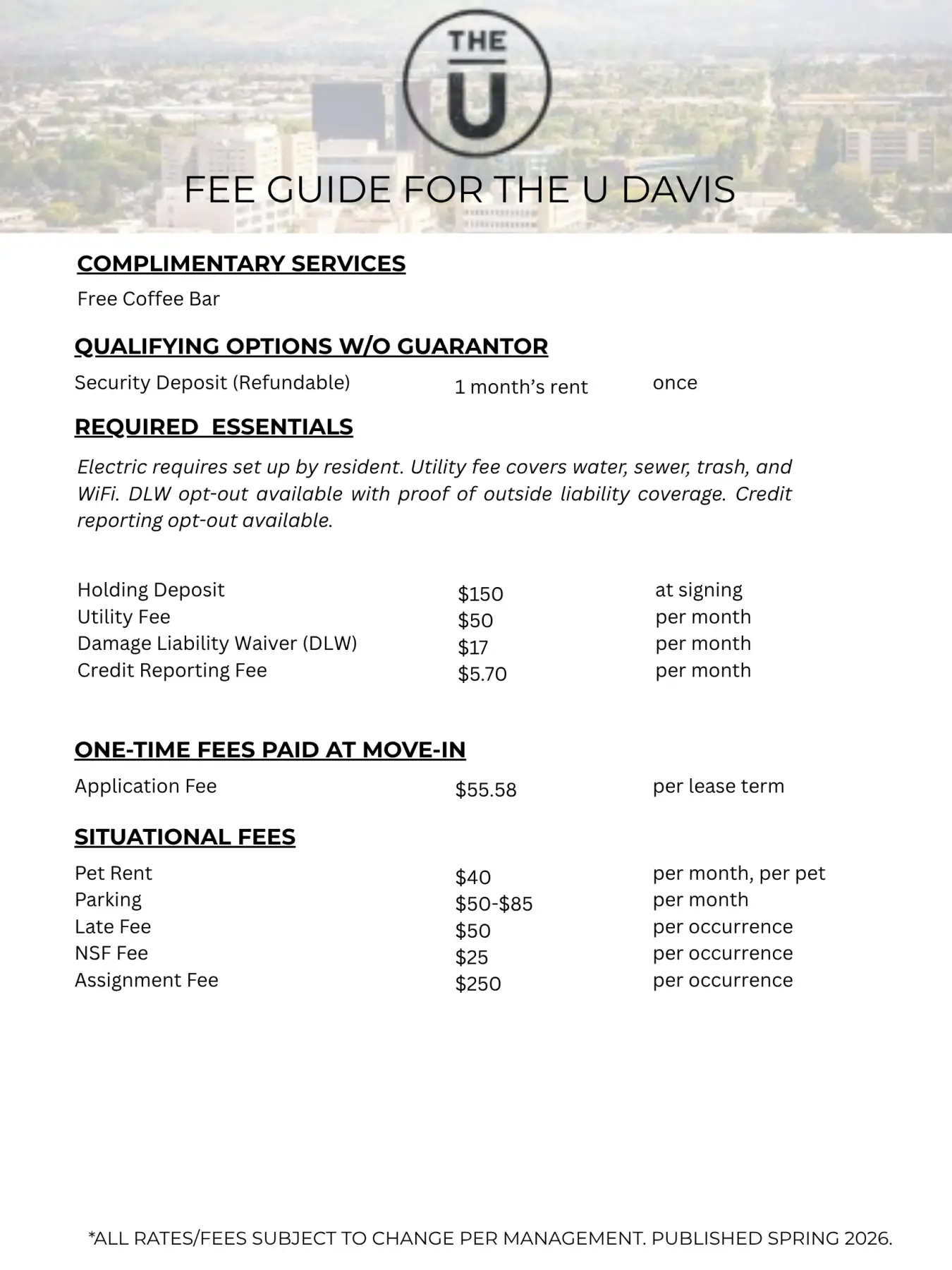 Website Fees The U