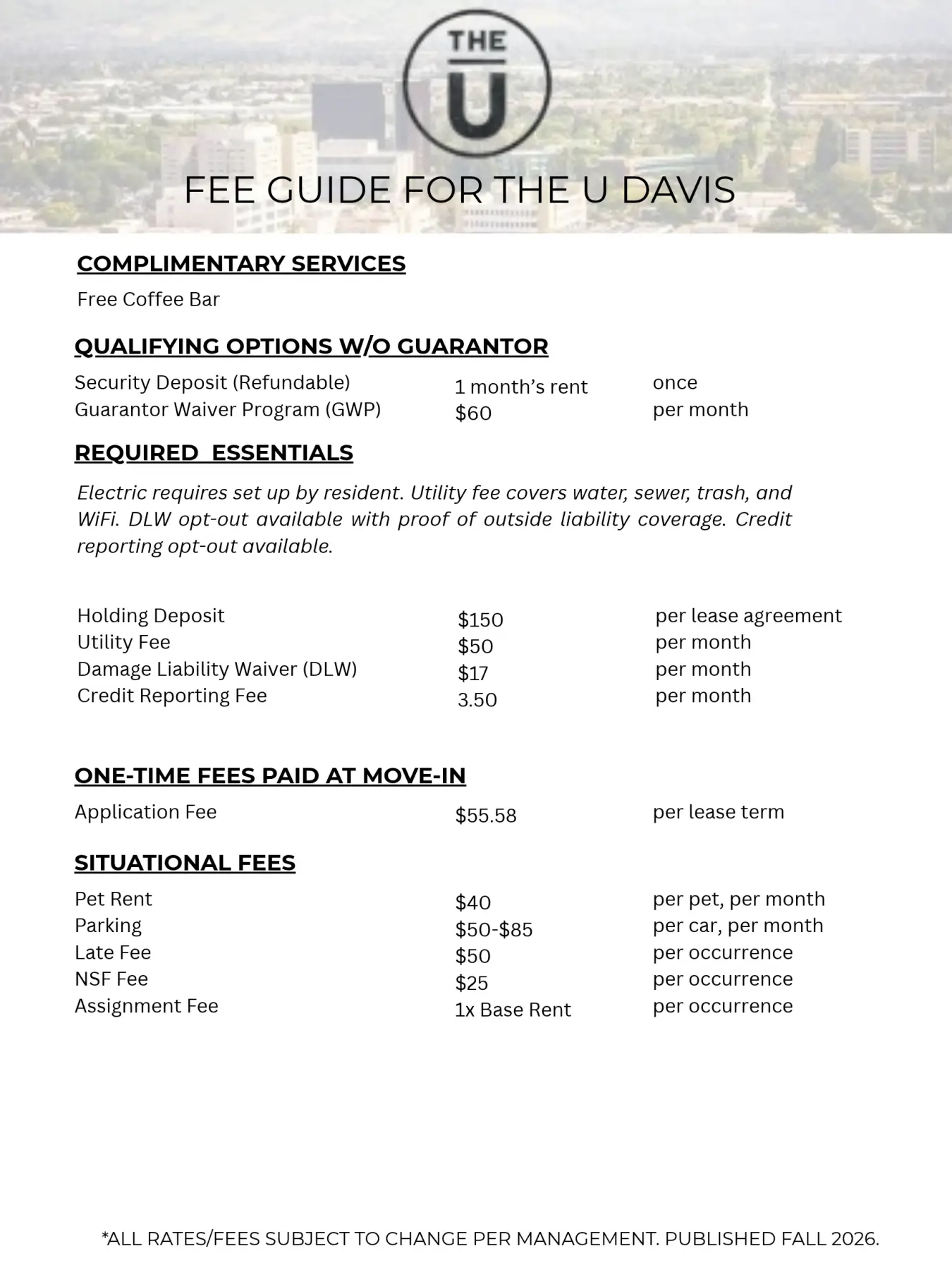 Website Fees The U